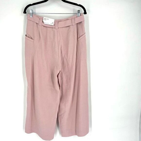 NWT Soft Surroundings Ingrid Dusty Pink Cropped Wide Leg Belted Pants Size 4 - Picture 3 of 12